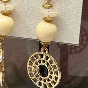 A & I Earrings Gold Tone & Ivory Dangle  Earrings